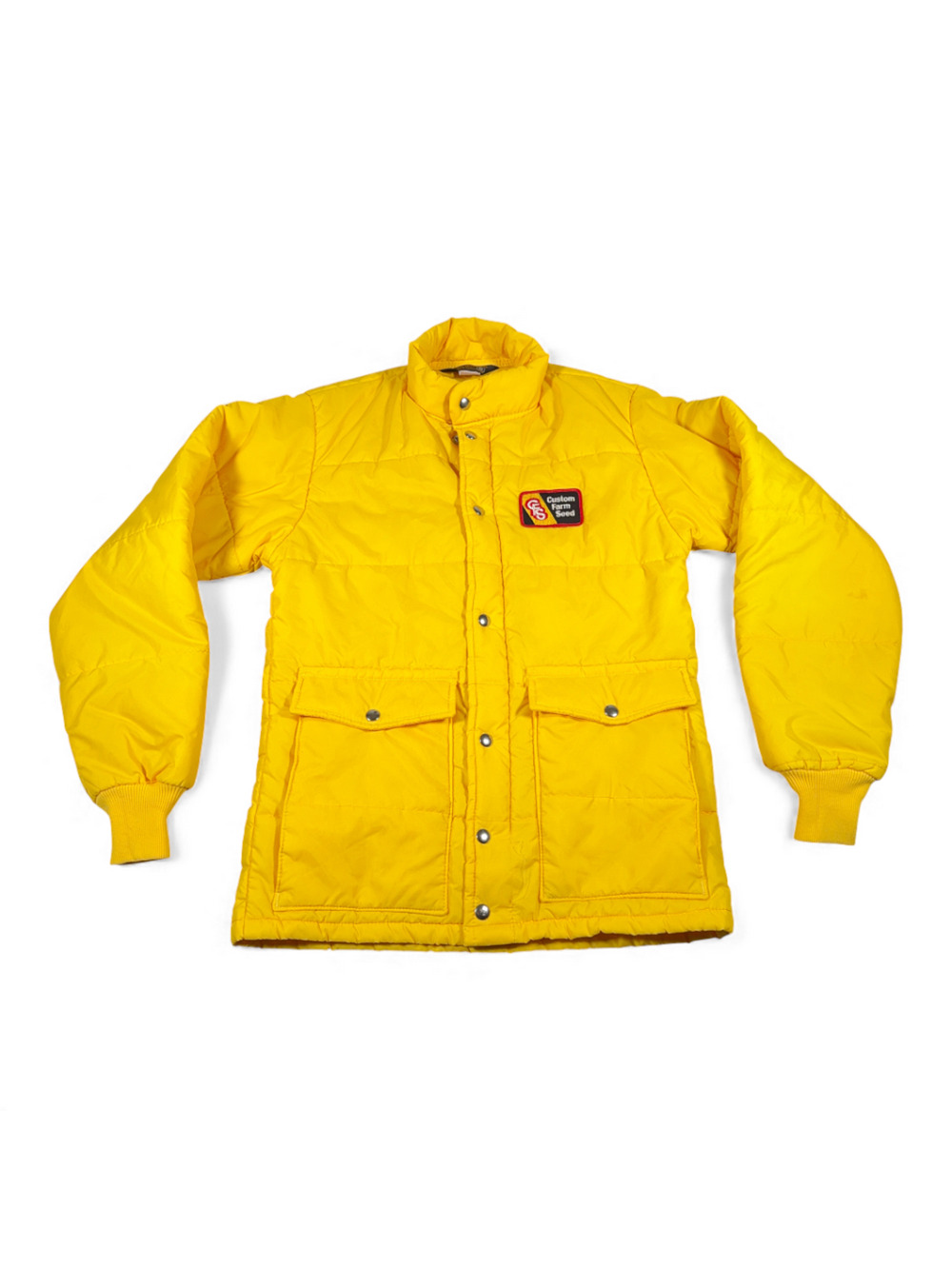 Vintage Swingster Jacket Adult SMALL Yellow Quilted Puffer Farm Seed Work 80s